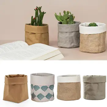 

Washable Kraft Paper Bag Plant Flowers Pots Multifunction Home wear-resistant Storage Bags Reuse Environmentally friendly bag