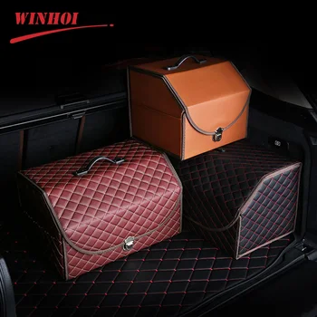 

Car Storage Box S/M/L Leather Car Storage Bag Universal Collapsible Car Trunk Organizer Toys Food Storage Truck Cargo Container