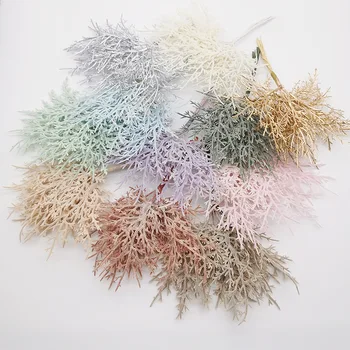 

10PCS Artificial Flowers Pine Tree Simulation Frost Branch Bouquet Plastic Plants Home Wedding Decor Party Christmas Wreath DIY