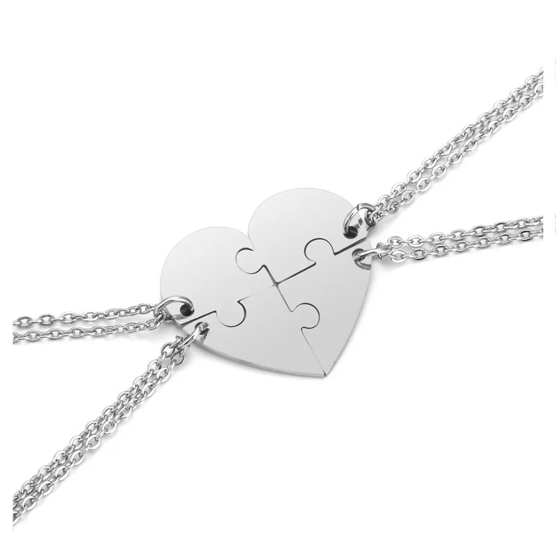 4pcs Set Jovivi Новые 3 шт/4 шт из нержавеющей стали лучшие друзья ожерелье s дружба головоломка-сердце подвеска «кусочки» кулон ожерелье ювелирные изделия - Окраска металла: 4pcs Set