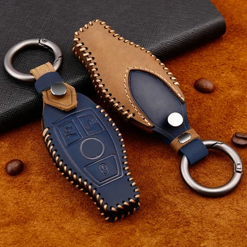 

Leather Car Key Cover Auto Remote Key Shell Case Protector for Mercedes Benz W203 W210 W204 W212 W213 W176 GLC CLA CLK