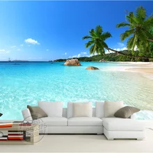 Пользовательские обои 3d панно HD морской пейзаж огромный пляж кокосовое дерево риф ТВ фон обои домашний декор Фреска 3d обои