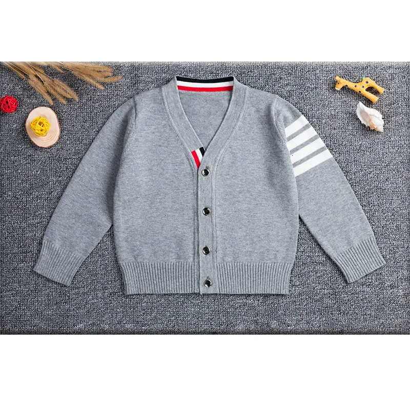 

2019 Autumn New Baby Clothes Children's Sweater Kids Cotton long sleeve V-neck stripe Wool Knitting Cardigan Loose Sweater