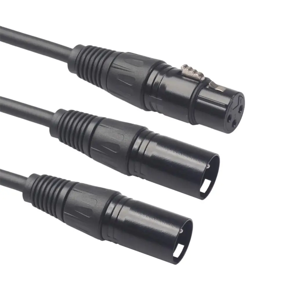 XLR 3-Pin 1 Male Plug to Dual 2 Fmale Plug Jack plitter Mic Cable Adaptor 30cm 12inch