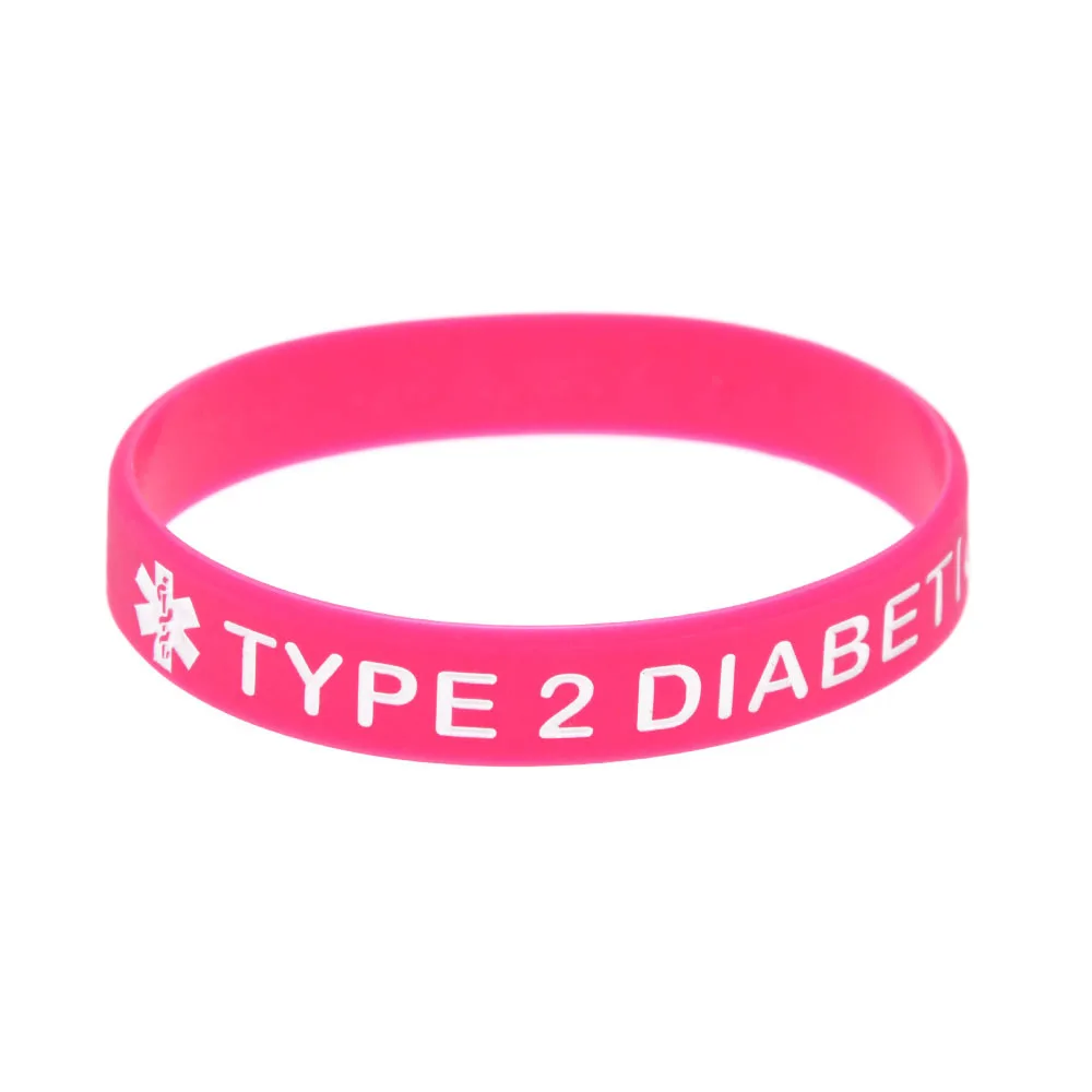 Silicone Wristband TYPE 2 DIABETIC Medical Warning Bracelet