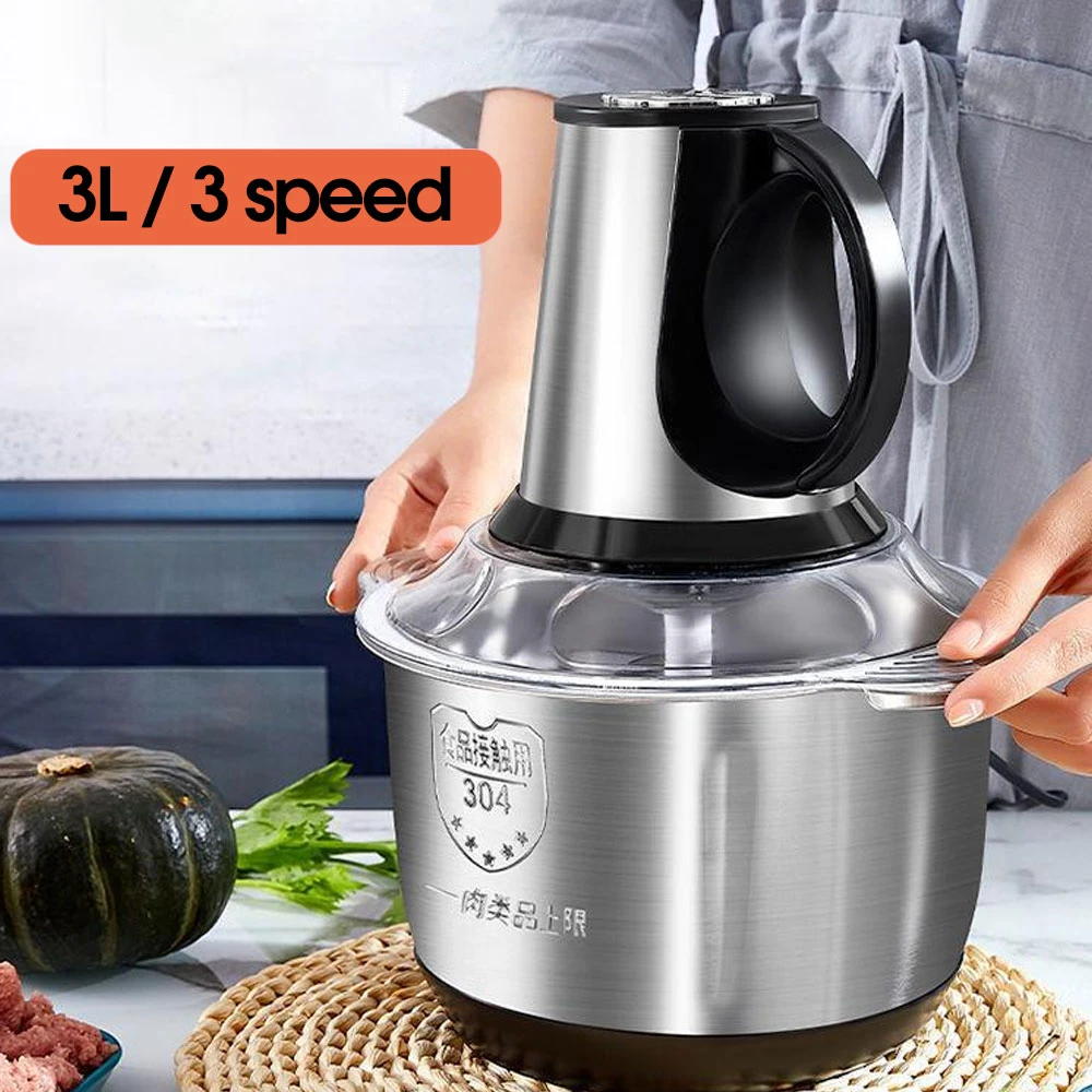 ANYUFA 3 Speeds 22000RPM 3L Electric Meat Grinder Kitchen Chopper Stainless Steel Mincer Food