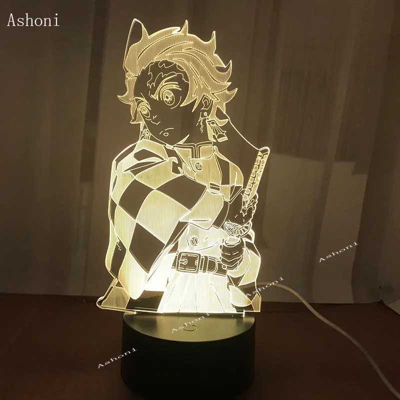 Demon Slayer 3D Визуальный светодиодный ночной Светильник фигурки Tanjirou Nezuko аниме Kimetsu no Yaiba RGB цветная модель игрушки для подарка на Рождество