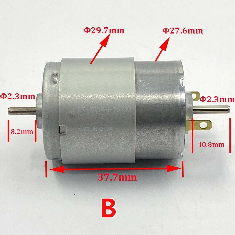 Фото Оригинальные MABUCHI RS-385PH-17120/16140 электродвигатель DC12V 18V 24V 30V Высокая Скорость высокий крутящий момент с двойным валом для автомобильных кабельных систем масляного насоса №4