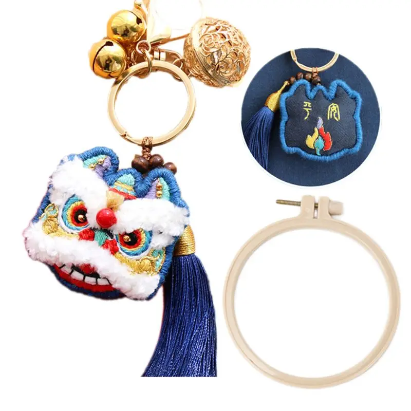 

Chinese Amulet DIY Embroidery Kit Keychain Cross Stitch Handmade Car Bag Pendant