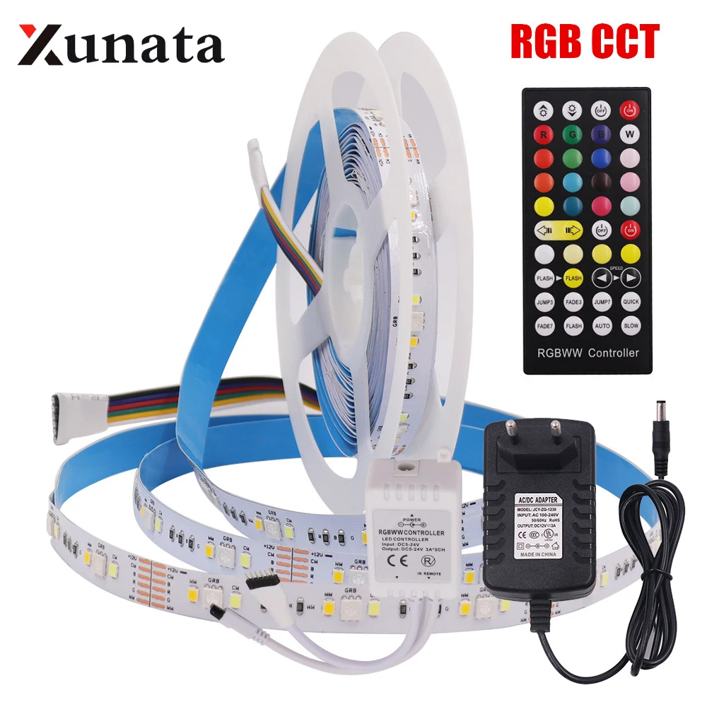 5 м RGB CCT Светодиодная лента DC12V 5050 2835 Светодиодный светильник 90 светодиодов/м