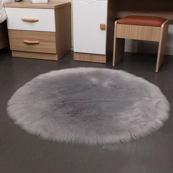 

Home Decor Round Bedroom Faux Fur Seat Cushion Floor Soft Rugs Sheepskin Chair Cover