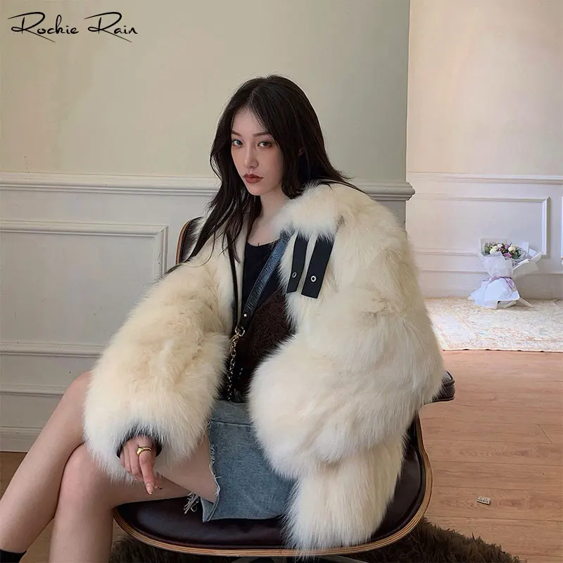 Women Real Fox Fur Coat Fall Winter Warm Long Sleeves Zipped Jacket Lady Casual Overcoat | Женская одежда