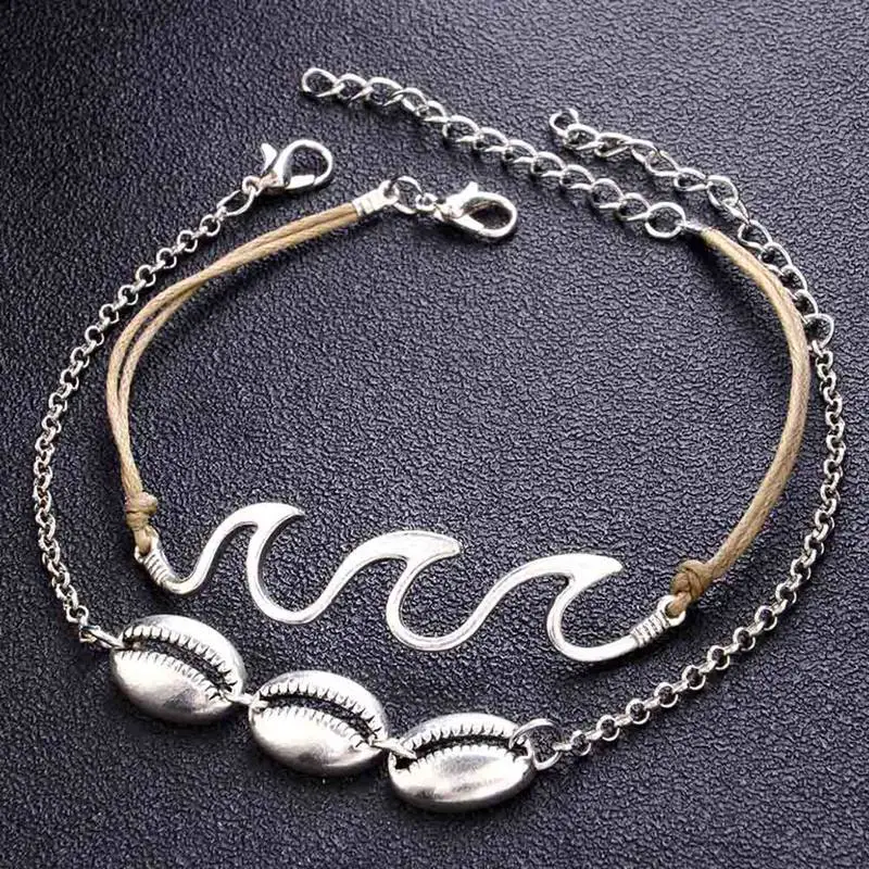 Boho пляж волна значки на руки s Набор для женщин значки на руки браслеты на ноге богемные ноги Ювелирное Украшение с морскими мотивами подарок
