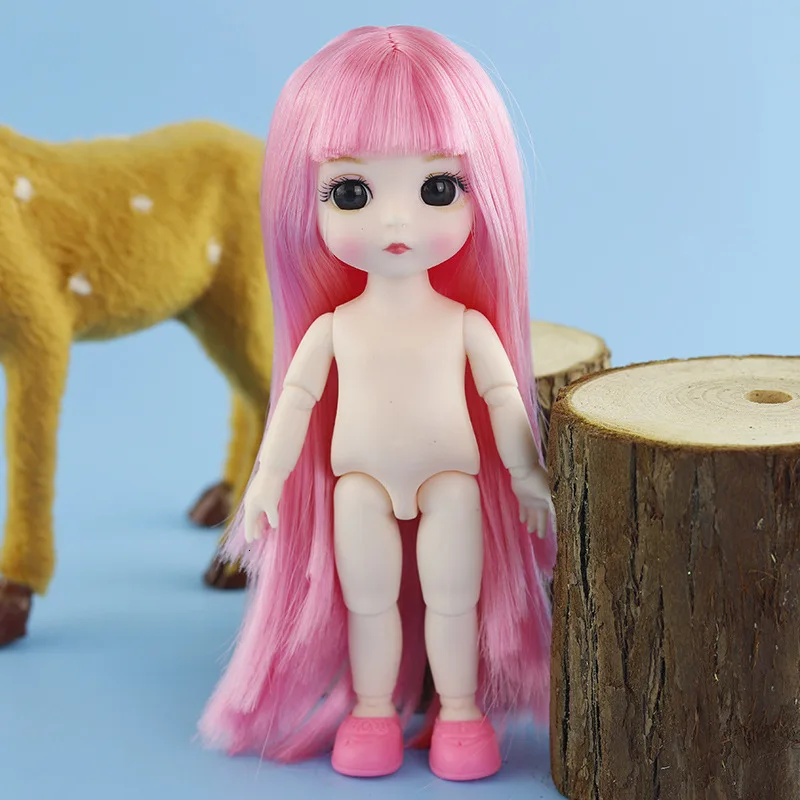 Реалистичная 13 подвижная шарнирная кукла, игрушки для детей 16 см 1/12 BJD, Детская кукла, Обнаженная тело, модные куклы для рождественского подарка - Цвет: banged straight hair