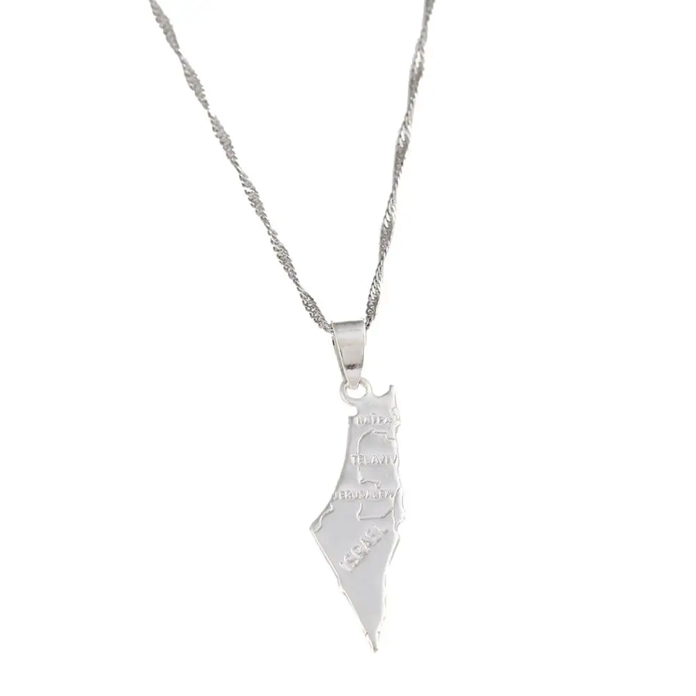 Silver Color The State Of Israel Map Pendant Necklace Tel Aviv Israel Map Pendant Necklace Tel Aviv