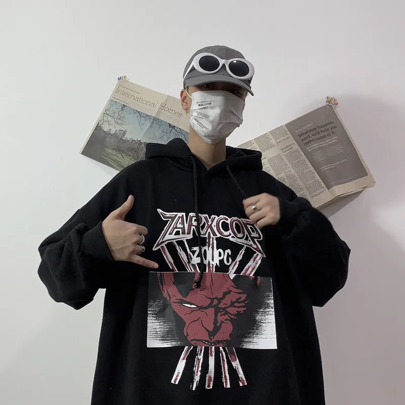 Lychee Harajuku повседневные женские флисовые толстовки Топы Devil Женские флисовые толстовки с капюшоном осенние зимние женские флисовые пуловеры Свободные