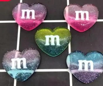 

wholesale Kawaii Flatback Resin Cabochons Chocolate glitter heart M DIY Scrapbook Embellishment Deco Parts Crafts