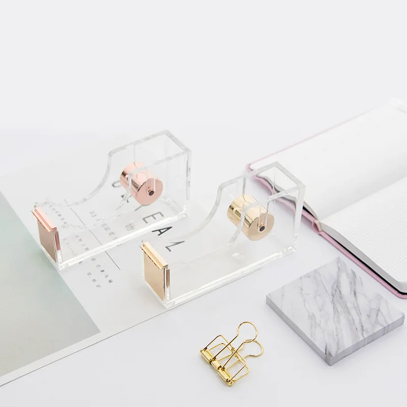 

Acrylic Transparent Cutter Small Adhesive Tape with Base Office Supplies Stationery Tape Cutting Table Tape Cutter