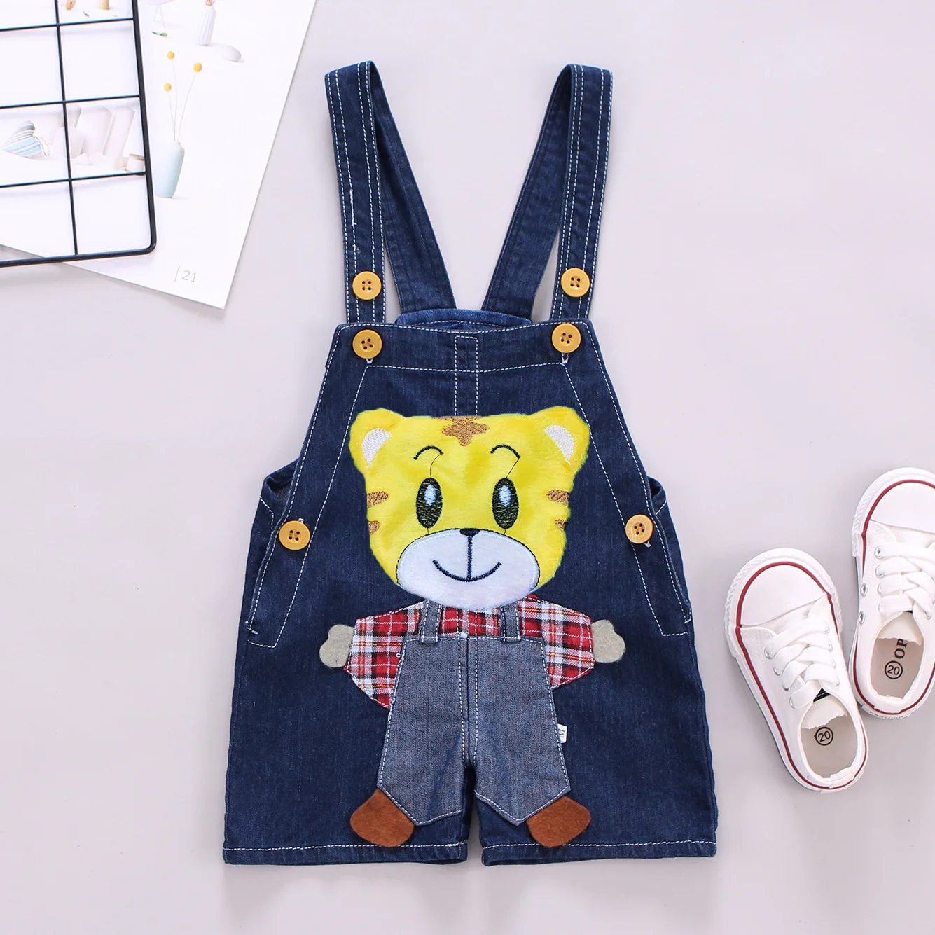 

hot sale 2019 new baby boy jean overalls fashion cartoon tiger baby boy clothes cowboy baby boy denim kids overalls