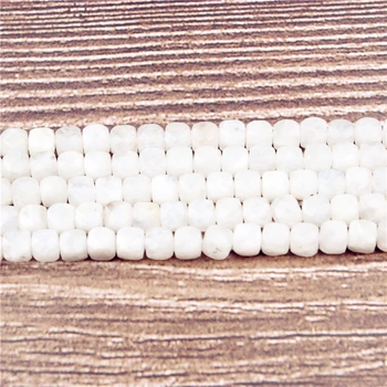 

Lanli 4.5mm Fashionable natural square cut face White Moonstone loose beads DIY stone bracelet and necklace