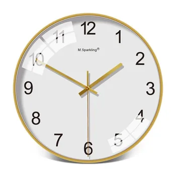 

New Style Lock12-Inch Creative Hanging Clock Simple Modern Mute High-End Boutique Metal Frame round Clock Customization