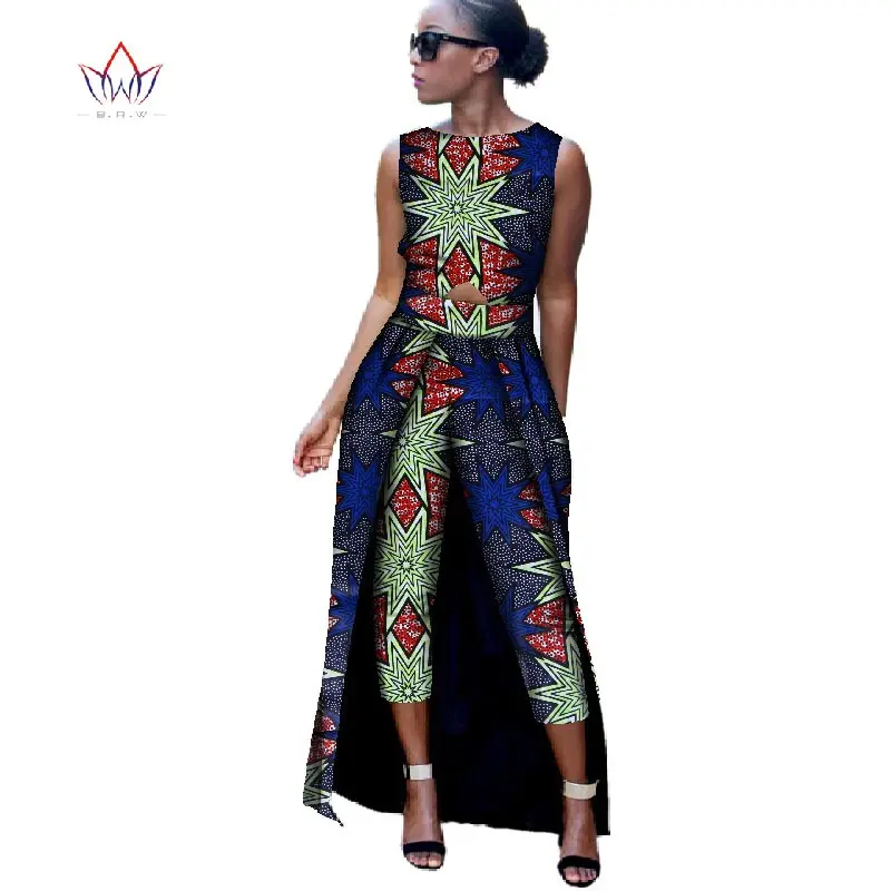 Новая мода Африка хлопок Принт Комбинезон Африканский Базен комбинезон Riche для Женщин Дашики Фитнес Комбинезон для леди WYD8 - Цвет: 18