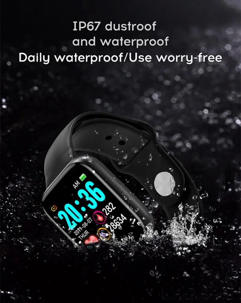 Y68 Smart Watches Waterproof Sports Fitness Tracker Smartwatch Heart Rate Monitor Blood Pressure Functions For Women Men