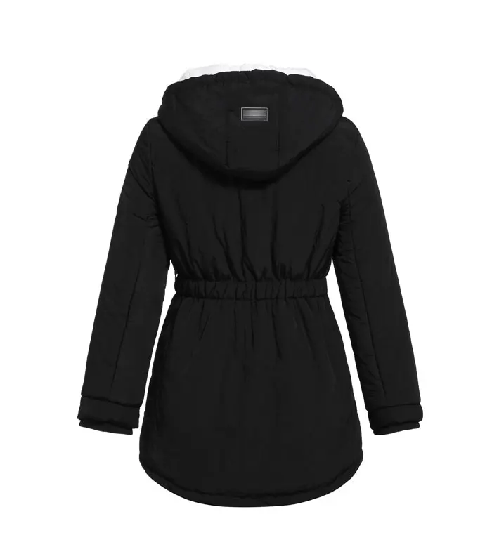 Black Cotton Coats Women Casual Hooded Jacket Coat Fashion Simple High Street Slim Winter Warm Thicken Basic Tops Female