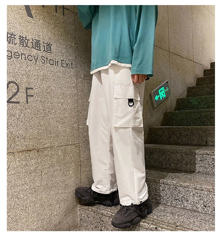 KAPMENTS Oversized Men Casual Pockets Cargo Harem Pants 2022 Overalls Mens Kpop Streetwear Joggers Pants Male Ribbons Trousers sweatpants