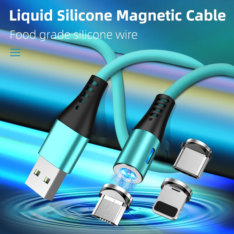 Strong Mangetic Charger Usb Type C Cable LED Liquid Silicone Wire Charger for iphone 11 12 Huawei Samsung Note10 Charging Cord hdmi cable for android 