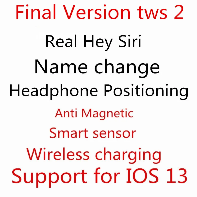 

Final Version tws 2 Bluetooth Earphones with Real Siri Positioning Name Change Smart Sensor Wireless charging Noise Reduction