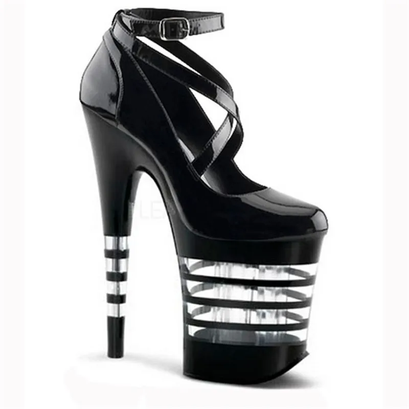 20 cm high heels, wedding platform black cross tie crystal satin ball bridal pump, sexy dance shoes