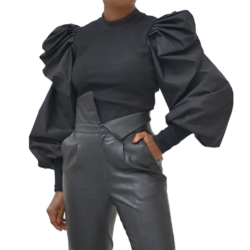 Футболка женская с длинными рукавами-фонариками весна-осень 2020 | Женская одежда