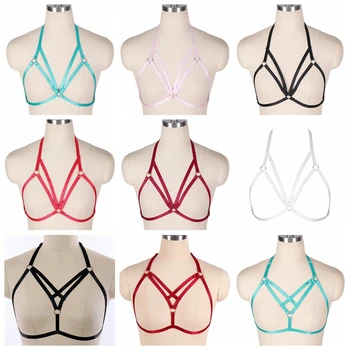 

Bra Harness Belt Top Bustier Elastic Crop Tops Fashion Women Body Cage Punk Gothic Club Bedroom Lingerie Hollow Out Adjustable