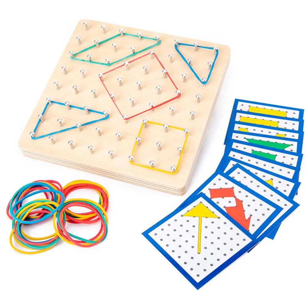 

5.91in Wooden Mathematical Manipulative Array Block Board Educational Toys For Children Adult With 24Pcs Pattern Cards