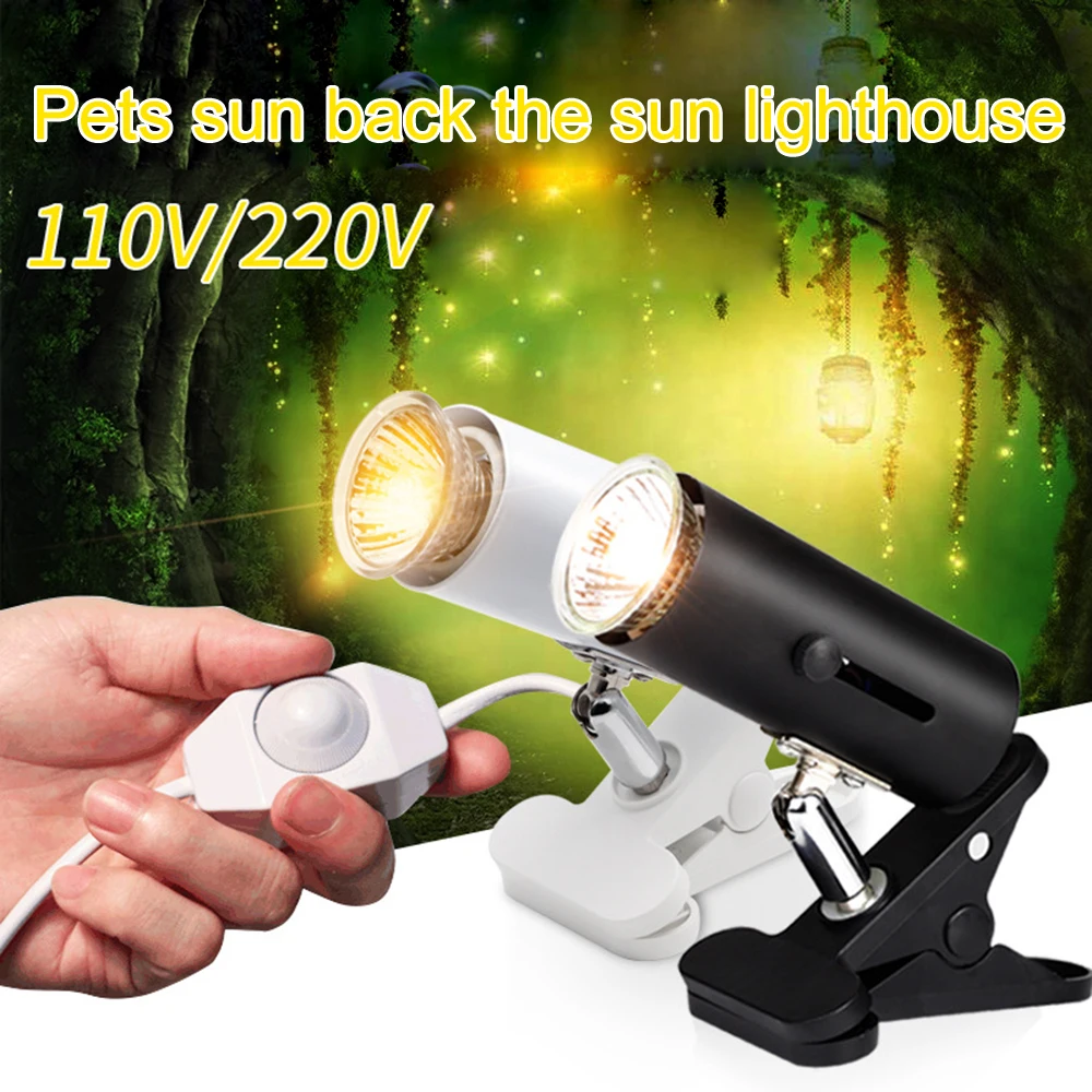 

360° Adjustable UV Reptile lamp Kit with Clip-on Bulb Lamp Holder Thermometer Turtle Tortoises Lizards Basking Lamp Heat light
