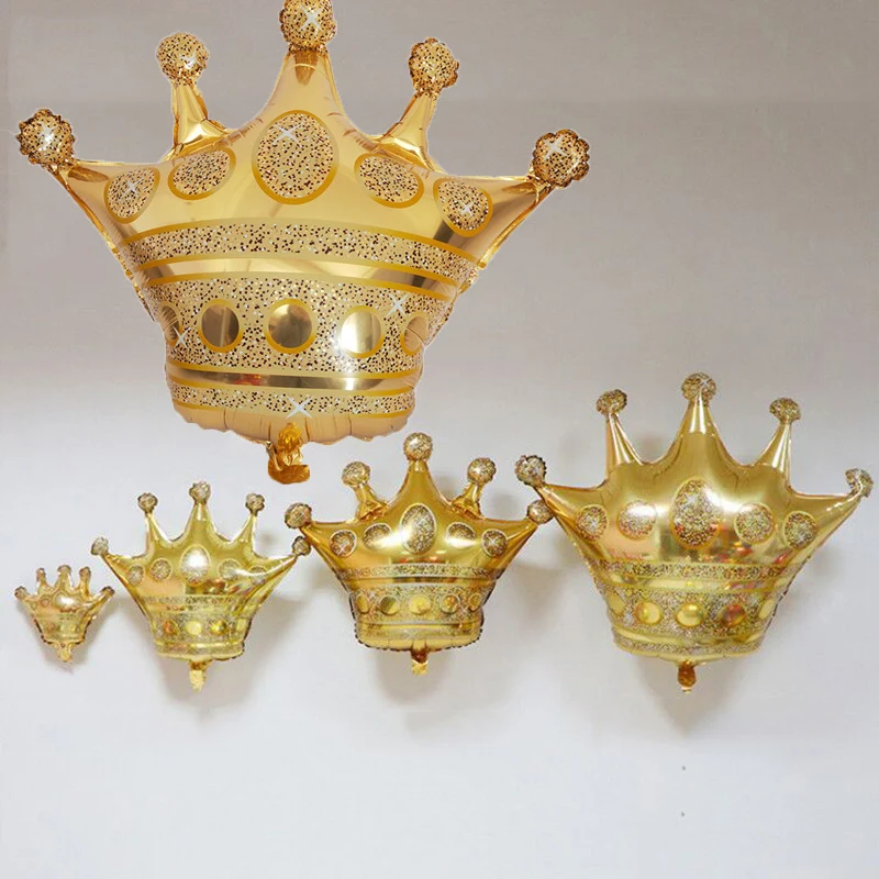 1pc Large Gold Crown Foil Balloons Prince Princess Baby Shower 20 1st Birthday Party Decorations adult