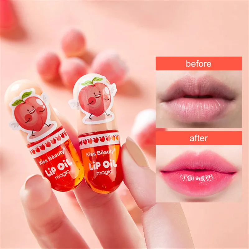Temperature Change Capsule Lip Gloss Color Changing Lip Glaze Moisturizing Waterproof Lasting