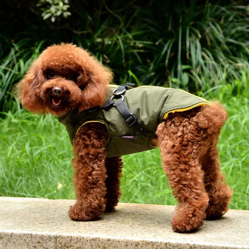 Маленький жилет для собачьей упряжки для питомцев, зимний, теплый 2 в 1 наряд стеганая куртка