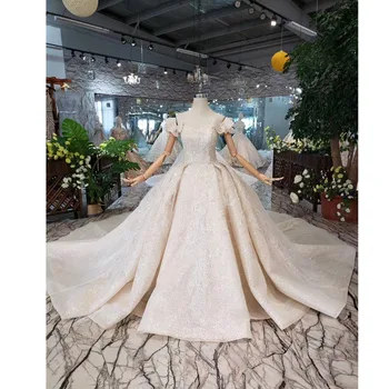 شراءفستان زفاف فاخر BGW HT42827 فستان زفاف كريستال مطرز يدويًا عالي الجودة للفتيات برقبة عالية كم طويل رداء دي ماري