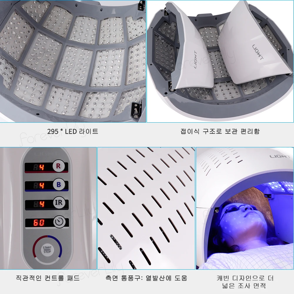  Round Foldable 4 Color PDT LED Photon Light Therapy Facial Mask Skin Rejuvenation Acne Remover Anti - 33040551373