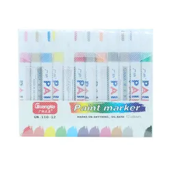 Stylo étanche coloré pour pneus de voiture, 12 pièces/lot, marqueurs de peinture permanents en métal CD, Graffiti, marqueur d'huile, papeterie de bureau 