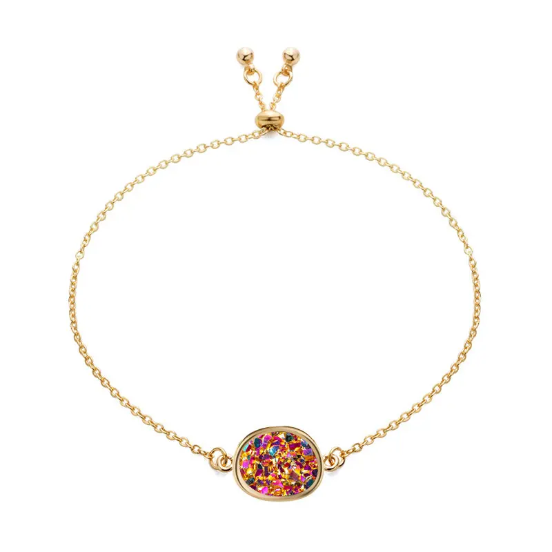 10 Шарм регулируемые геометрические Смола Druzy браслет Drusy из искусственной смолы Друза камень ювелирные изделия, Золотая цепь для Для женщин подарок - Metal Color: 10