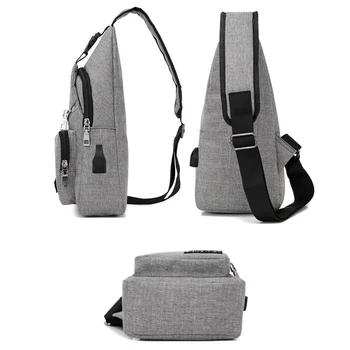 Alternative view of USB Charging Oxford Crossbody Bag Anti-theft Chest Pack Summer Short Trip Messengers Bag Water Repellent Shoulder Bag