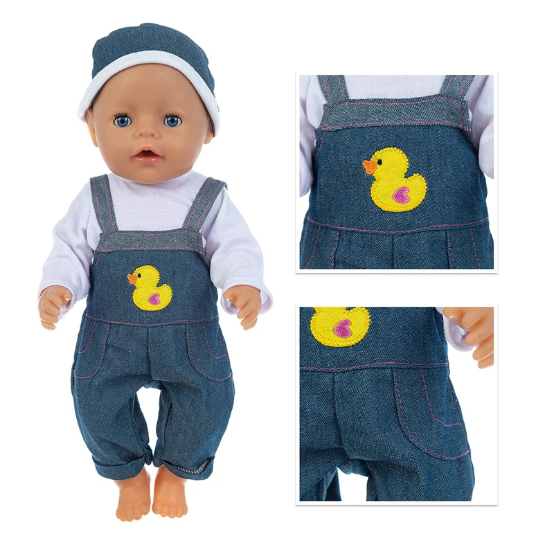

2020 New Baby New Born Fit 18 inch Doll Clothes Accessories HAT + Duck And Rabbit Sling Clothes For Baby Birthday Gift