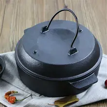 Чугунный кастрюля голландская печь с двумя ручками без покрытия барбекю горшок# CO
