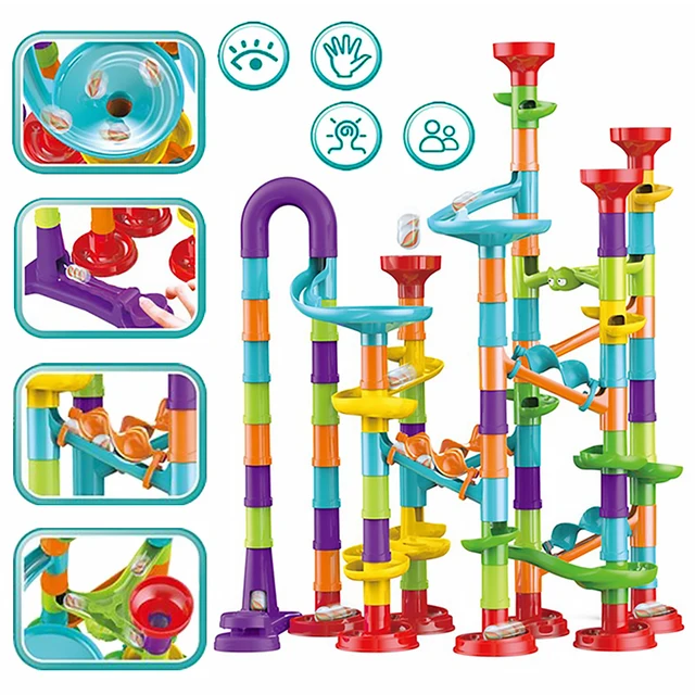 3D Slide Marble Race Run Building Blocks Electric Marble Run Childrens Brinquedos Educativo Assembling Blocks Toy For Kids 2