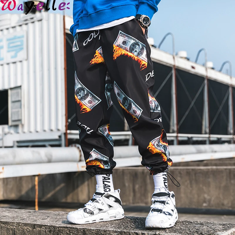 

Men Harem Pant 2019 Autumn Loose Hip Hop Pant Men US Dollar Print Sweapants Men Japanese Streetwear Men Joggers Men Cargo Pant