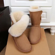 Новинка; женские зимние ботинки из натуральной овечьей кожи; Botas Mujer; теплые зимние ботинки с натуральным мехом; женские классические ботинки в австралийском стиле
