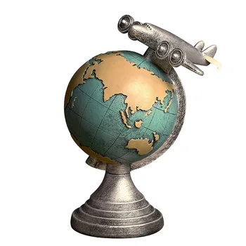 

Vintage Globe Clock Model MIniature Model Crafts Globe Figurines Study Ornaments Home Decoration Accessories Living Room Gift